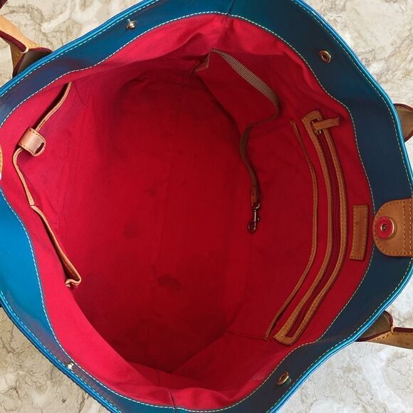 Dooney & Bourke Patent Extra Large Shopper Tote Turquoise Teal - Picture 10 of 14